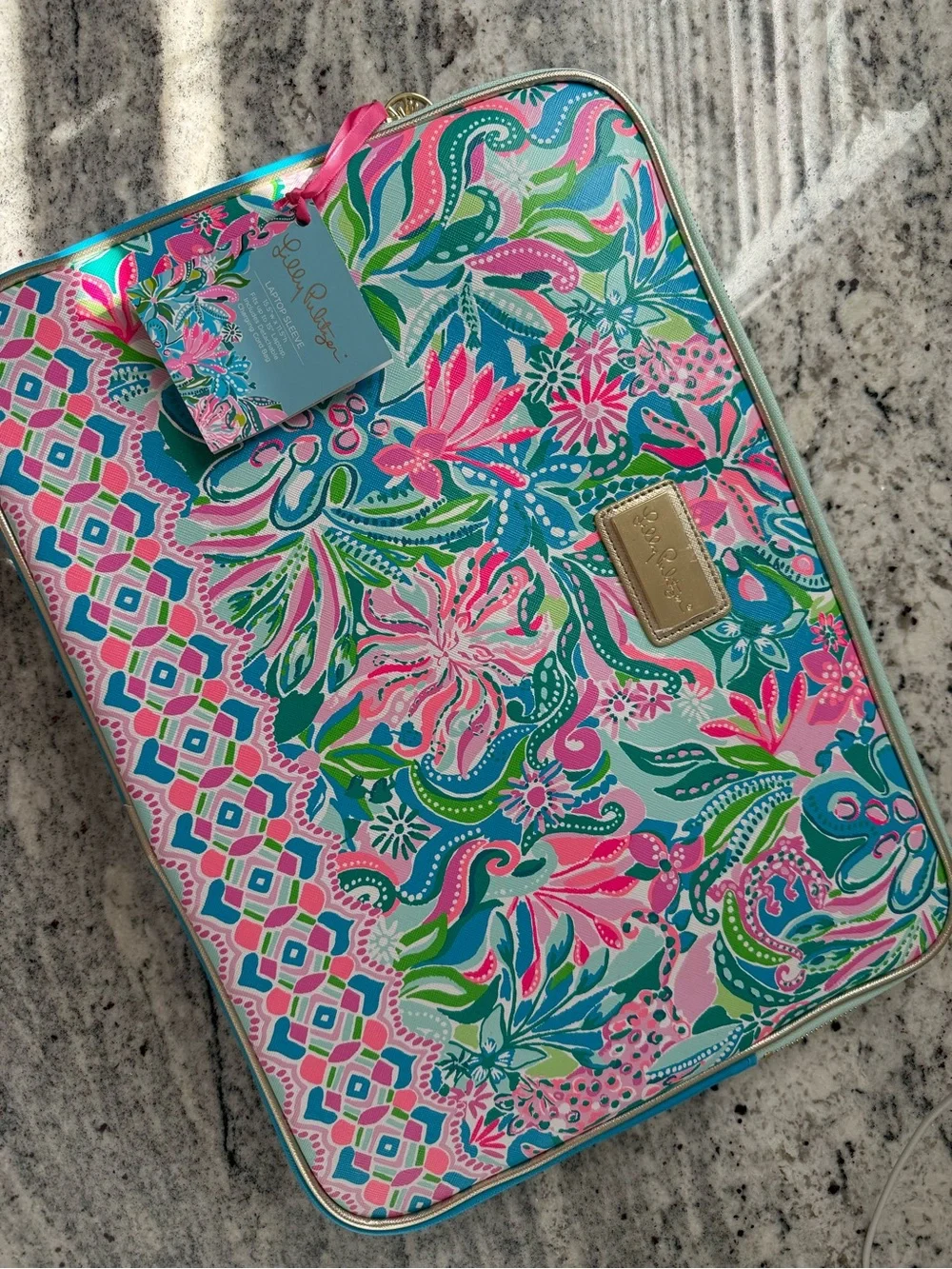Lilly Pulitzer Pink & Turquoise Floral Travel laptop case